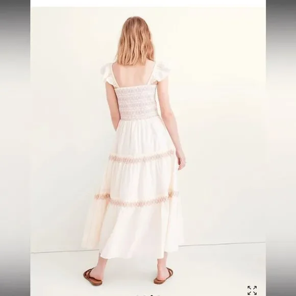 Madewell Petite Lucie Smocked Tiered Midi Dress size Medium - Picture 4 of 11
